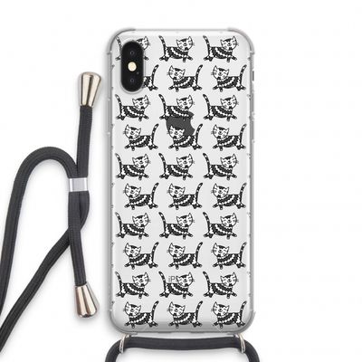Zwarte poes: iPhone XS Transparant Hoesje met koord