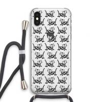 Zwarte poes: iPhone XS Transparant Hoesje met koord