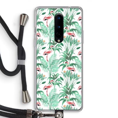 Flamingo bladeren: OnePlus 8 Transparant Hoesje met koord