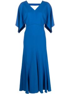 Victoria Beckham robe mi-longue à manches drapées - Bleu