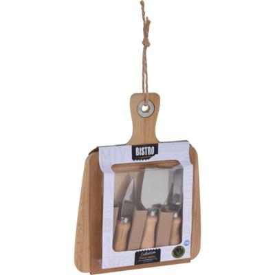 Excellent Houseware bistro bamboe kaasplank set 4-delig