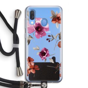Geschilderde bloemen: Samsung Galaxy A40 Transparant Hoesje met koord