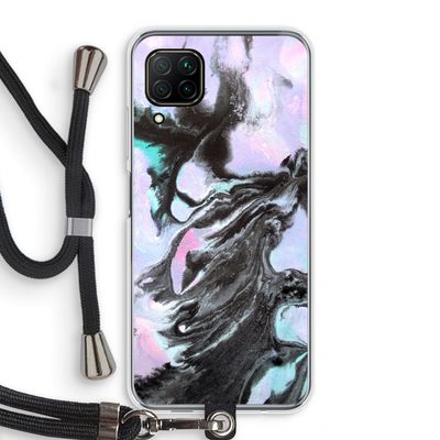 Pastel zwart: Huawei P40 Lite Transparant Hoesje met koord