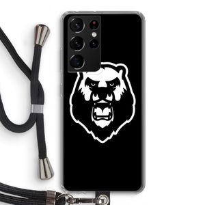 Angry Bear (black): Samsung Galaxy S21 Ultra Transparant Hoesje met koord