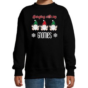 Kersttrui/sweater voor kinderen - Kerst kabouter/gnoom - zwart - Gnomies
