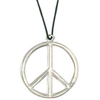 Hippie Flower Power Sixties sieraden peace teken ketting - Verkleedsieraden - thumbnail