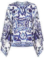 Dolce & Gabbana blouse en soie à imprimé Majolica - Bleu