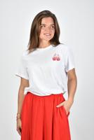 Ganni T-shirt T3925 met rode kersen wit - thumbnail