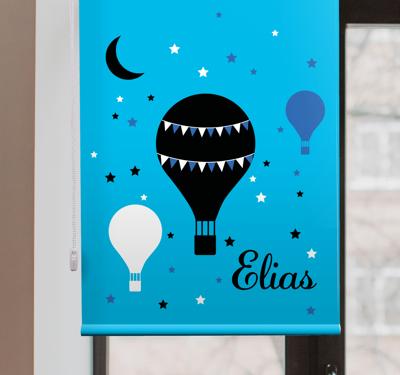 Kunst rolgordijnën Zwarte en blauwe ballonnen met sterren en maan