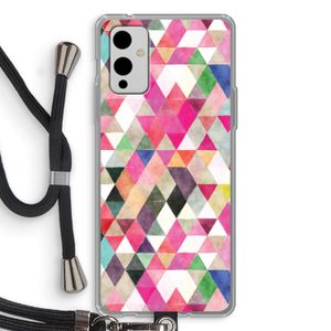 Gekleurde driehoekjes: OnePlus 9 Transparant Hoesje met koord