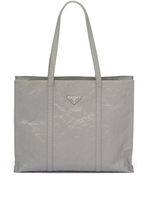 Prada grand sac cabas en cuir - Gris