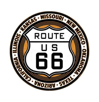 Route 66 Relief Metalen Bord - Ø30cm