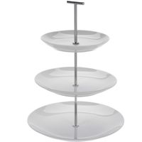 Excellent Houseware Etagere met 3 lagen - wit - porselein - 36 cm hoog