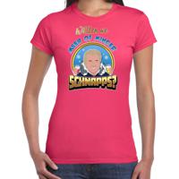 Apres ski t-shirt voor dames - meer of minder schnaps - roze - wintersport - Wilders - politiek - thumbnail