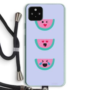 Smiley watermeloen: Pixel 5a 5G Transparant Hoesje met koord