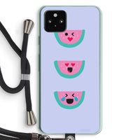 Smiley watermeloen: Pixel 5a 5G Transparant Hoesje met koord