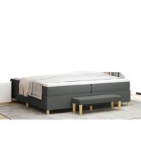 Boxspring Bed met Matras & Bank Donkergrijs 200x200 cm Stof