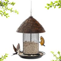 Vogelvoederhuis om op te Hangen Metalen Voederdispenser met Zitstang Vogelvoederstation voor Tuin Balkon
