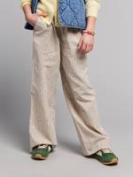 Wijde broek voor meisjes beige, gestreept