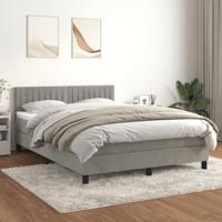Boxspring met matras fluweel lichtgrijs 140x190 cm