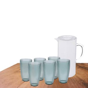 Excellent Houseware grote waterglazen 650 ML en karaf 2 Liter van kunststof - Drinkglazen