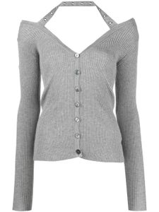 Blumarine cardigan nervuré à dos nu - Gris