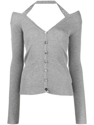 Blumarine cardigan nervuré à dos nu - Gris