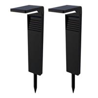 Set van 2 Maine Solar padverlichting prikspot - Geschikt voor buiten IP65 - Sfeervol 3000K warm wit licht - 2 lichtstanden - Zwart - 2 jaar garantie - Sokkellamp