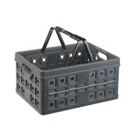Sunware square vouwkrat + handgreep 32l 49x36x24.5 cm antraciet Sunware square vouwkrat + handgreep 32l 49x36x24.5 cm antraciet
