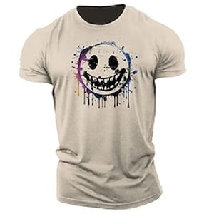 grimas glimlach gezicht print heren grafisch katoenmix t-shirt grappig shirt korte mouw comfortabel casual t-shirt outdoor straat zomer mode designer kleding Lightinthebox