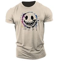 grimas glimlach gezicht print heren grafisch katoenmix t-shirt grappig shirt korte mouw comfortabel casual t-shirt outdoor straat zomer mode designer kleding Lightinthebox