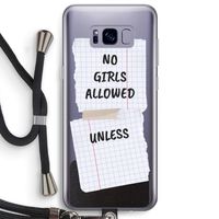 No Girls Allowed Unless: Samsung Galaxy S8 Plus Transparant Hoesje met koord