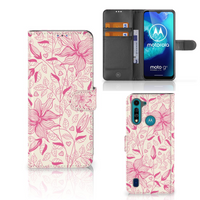 Motorola G8 Power Lite Hoesje Pink Flowers - thumbnail