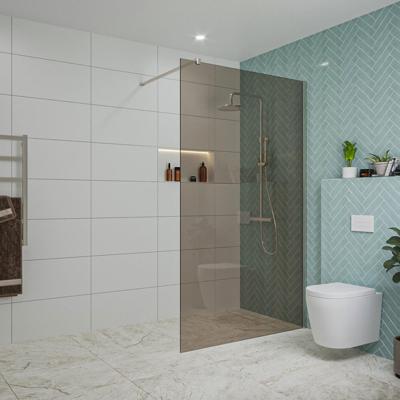 Fortifura Galeria inloopdouche - 120x200cm - rookglas - wandarm - Geborsteld RVS PVD (RVS) SW797944/SW797908