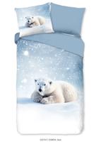 Good Morning Kinderdekbedovertrek "ijsbeer" - Blauw - (140x200/220 cm) - Katoen Flanel