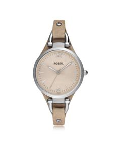Fossil Dames Georgia lederen horloge met drie wijzers ES2830