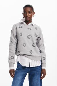 Juwelenbloemen sweatshirt - BLACK - L