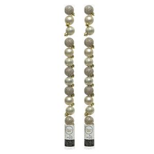 28x stuks kleine kunststof kerstballen champagne 3 cm