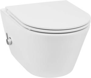 Saqu Wash 3.0 randloos hangtoilet met warm/koud water bidetkraan 35,5x53cm Wit