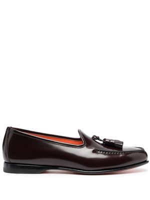 Santoni mocassins Andrea en cuir à glands - Rouge
