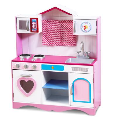 Fantasierijke Speelkeuken met Gootsteen en Kraan Rollenspel Keukenset met Magnetron Kookplaat Realistische Geluiden Houten Keukenset