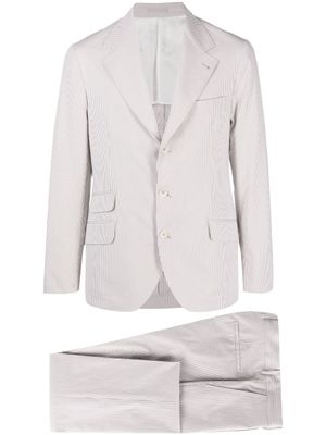 Brunello Cucinelli costume en coton rayé à simple boutonnage - Tons neutres