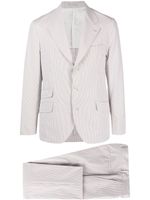 Brunello Cucinelli costume en coton rayé à simple boutonnage - Tons neutres