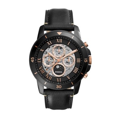 Horlogeband Fossil ME3138 Leder Zwart 22mm