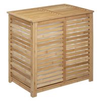 Wasmand Bamboe - Dubbele bak - 2x 50 liter compartiment - 58 x 40 x 60 cm - met deksel