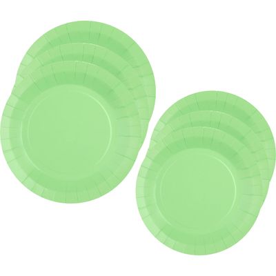 Feest/verjaardag bordjes set - 20x stuks - licht groen - 17 cm en 22 cm