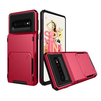 Schokbestendig TPU + PC beschermende case voor Galaxy S10 met kaartsleuf (rood)