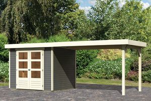 Woodfeeling | Tuinhuis Askola 3 met Overkapping 2,8 | Terragrijs