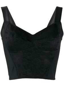 Dolce & Gabbana top bustier à détail de dentelle fleurie - Noir