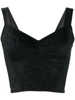 Dolce & Gabbana top bustier à détail de dentelle fleurie - Noir